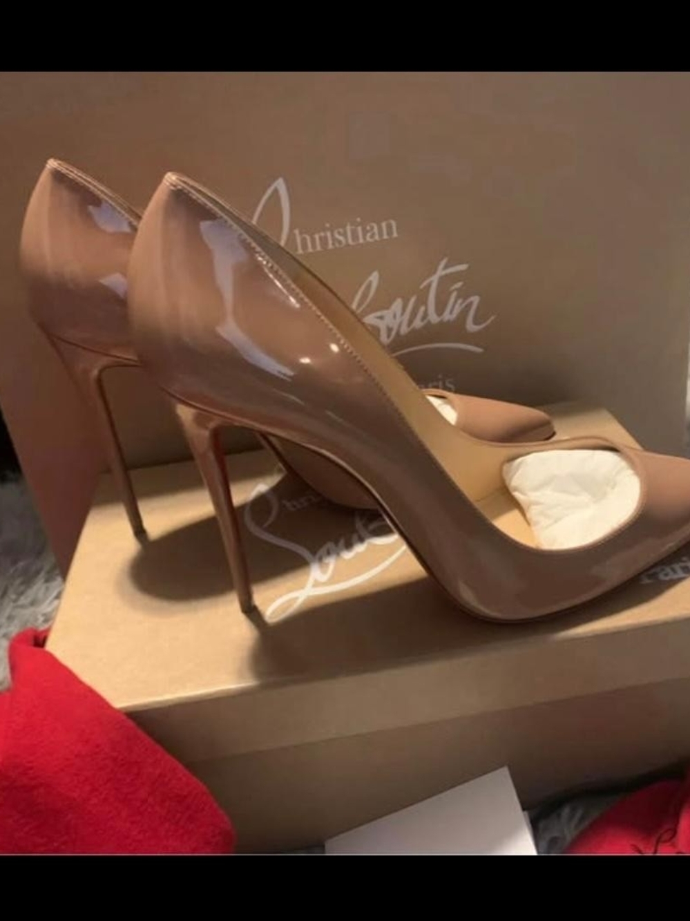 Christian Louboutin Patent Nude/Taupe Stiletto Pumps